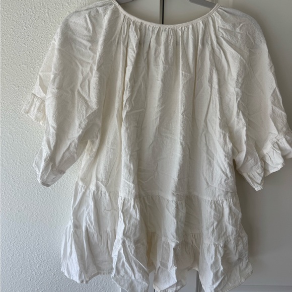 Anthropologie White Ruffled Peasant Tunic - Picture 2 of 3